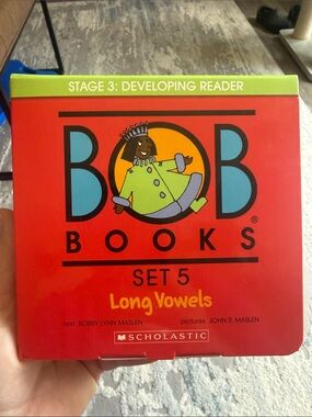 Scholastic Bob Books Set 5 Long Vowels - Red with Yellow and Teal Accents